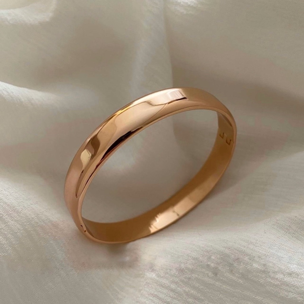Gold Thick Bangle Bracelet 18k Gold Plated Dainty Statement Jewelry 24$